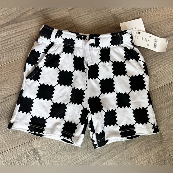 NWT 18 m toddler boy Grayson mini black white checkered shorts terry French - Picture 6 of 6